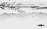 中式高档灰色山水 Tif分层