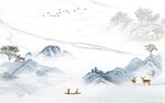 中国风新品山水墙画 TiF分层