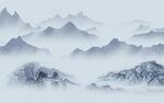 蓝色新品山水墙画 TiF分层