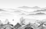 水墨墙画灰色山水 TiF分层