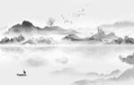 背景墙新款灰色山水 Tif分层