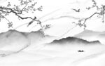 花鸟新款灰色山水 Tif分层