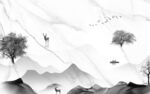 爵士白灰色画山水图 TiF分层