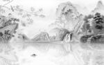 灰色现代画山水 Tif分层