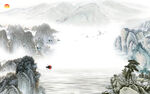 国画中式山水墙画 Tif分层