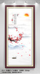水墨中式梅花巨幅竖屏山水画 