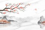山水情国画背景墙