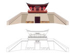 福建泉州泉山门景点矢量插画