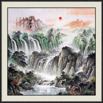 高山流水山水画