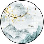圆形水墨山水画