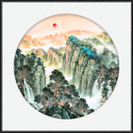 泰山日出旭日东升江山如画