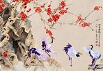 梅花仙鹤图
