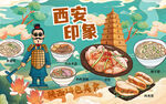 西安映像美食背景设计
