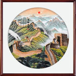 新中式国画山水圆形装饰画