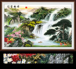 迎客松国画山水风景画
