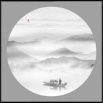 圆形水墨画