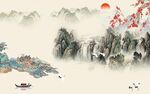 古风 客厅中式山水 Tif分层