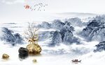 现代电视背景山水 tif分层
