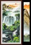 山水瀑布国画玄关