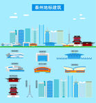 泰州地标建筑剪影