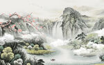 中国风中式山水背景 TIf分层