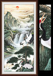 山水国画松鹤延年图