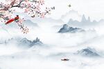 花鸟山水背景墙