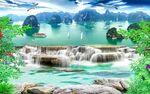 山水流水背景墙