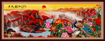 长城牡丹国画