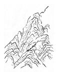 手绘国画山石山水素材