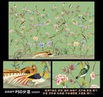 高清大型壁画手绘花鸟壁纸
