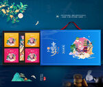中秋月饼包装礼盒插画设计