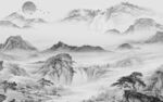 中式灰色客厅山水 Tif分层