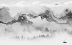 中国风现代灰色山水 Tif分层