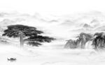 爆款山水灰色墙画 Tif分层