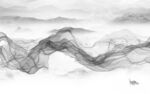 线条山水灰色墙画 Tif分层