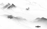 中国风灰色背景山水 TIf分层