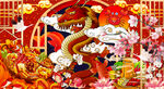 国潮插画餐厅美食背景