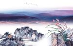 高档 电视背景山水 TIf分层