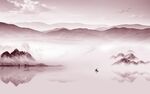 现代 中式山水墙画 TIf分层