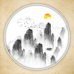 圆形山水画