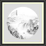 圆形水墨画