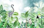 北欧热带植物背景墙