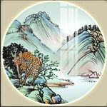 新中式山水大理石水墨装饰画
