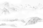 水墨山水中式风景山水背景墙