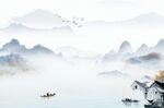 烟雨江南新中式山水背景墙