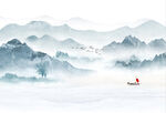 新中式山水背景墙   