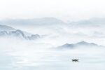 新中式山水风景电视背景墙