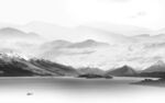 高雅灰色山水墙画 TIf分层