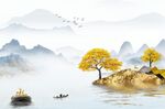 简约山水电视背景墙
